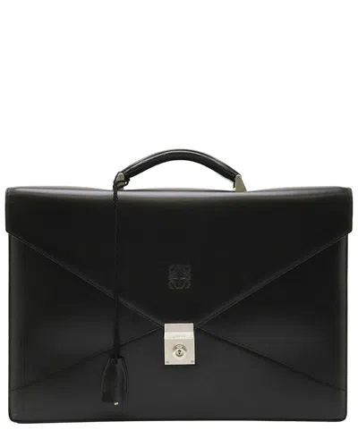 Loewe Anagram Leather Briefcase Black (authentic Pre-loved) In Pattern