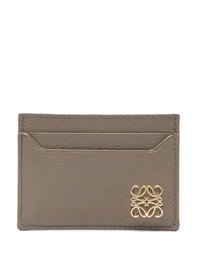 Loewe Anagram Leather Card Case In Gray