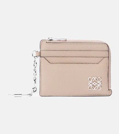 Loewe Anagram Leather Card Holder In Sand