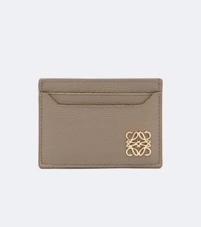 Loewe Anagram Leather Card Holder In Beige