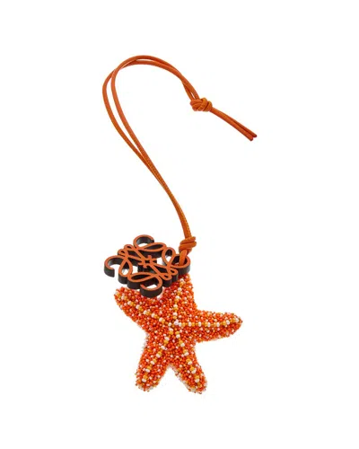 Loewe Anagram Leather Charm In Orange