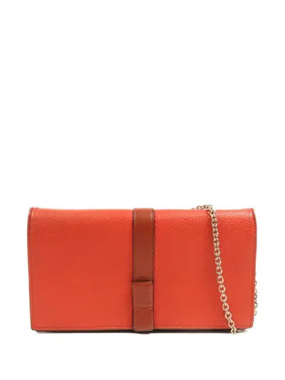 Pre-owned Loewe Anagram Leather Clutch Bag In Red