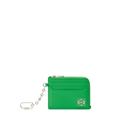 Loewe Anagram Leather Coin Purse In Green