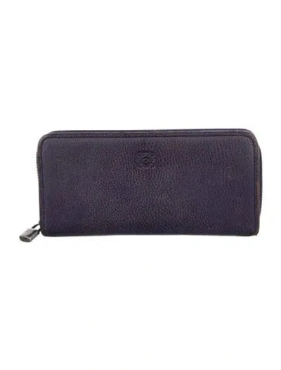 Pre-owned Loewe Anagram Leather Continental Wallet In Purple