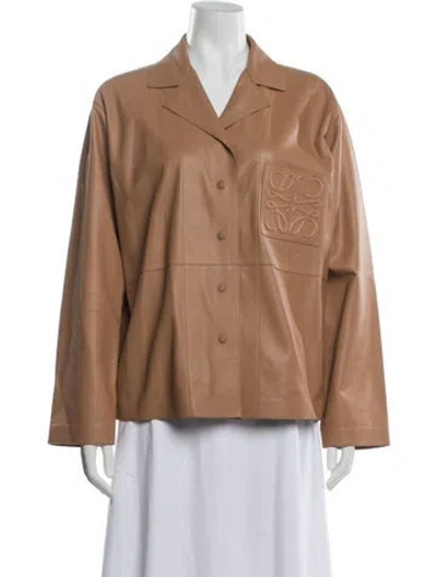 Pre-owned Loewe Anagram Leather Jacket In Brown