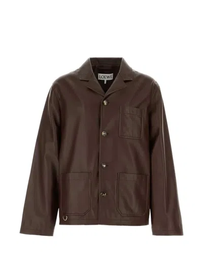 Loewe Chocolate Leather Jacket In Brown