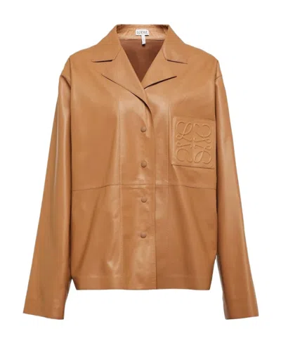 LOEWE LOEWE LOGO EMBOSSED LEATHER JACKET