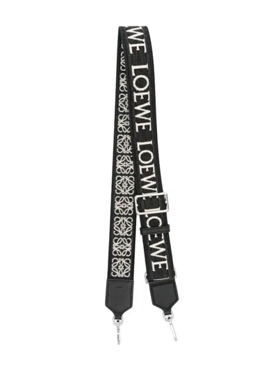 Loewe Anagram Leather Strap Belt In Black