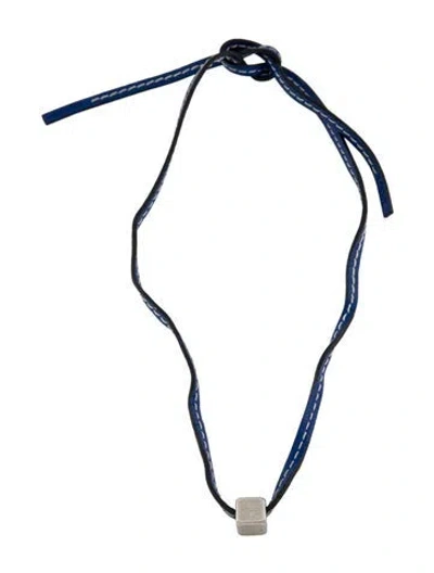 Pre-owned Loewe Anagram Leather Strap In Blue