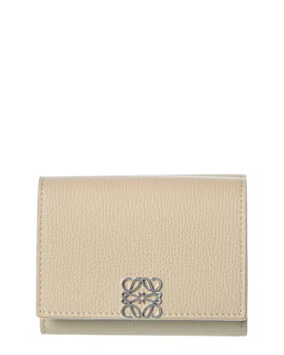 Loewe Anagram Leather Trifold Wallet In Beige