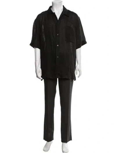 Pre-owned Loewe Anagram Linen Shirt In Black