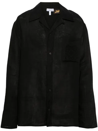 Loewe Anagram Linen Shirt In Black