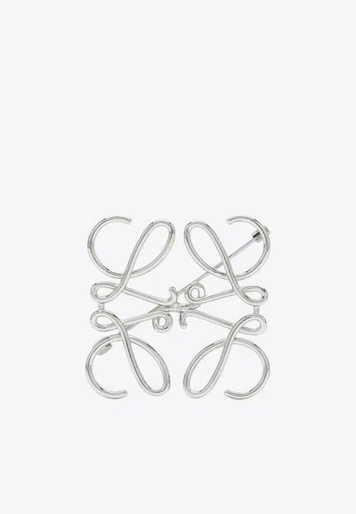Loewe Anagram Logo Brooch In Silver