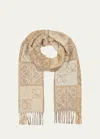 Loewe Anagram Logo Cashmere-blend Scarf In White / Beige