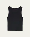 Loewe Anagram Embroidered Ribbed Silk-jersey Tank In Black
