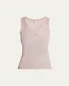Loewe Pink Silk Tank Top With Anagram Logo In Light Pink