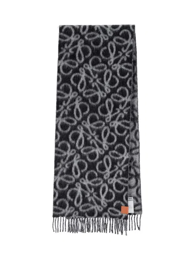 Loewe 'anagram' Logo Scarf In Black