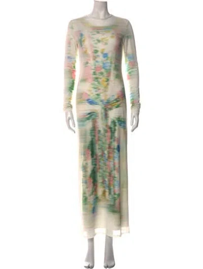 Pre-owned Loewe Anagram Long Dress In White