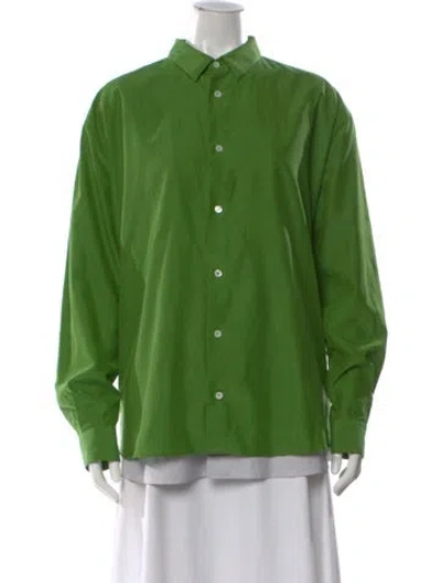 Pre-owned Loewe Anagram Long Sleeve Button-up Top In Green