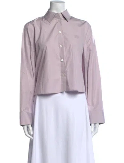 Pre-owned Loewe Anagram Long Sleeve Button-up Top In Purple