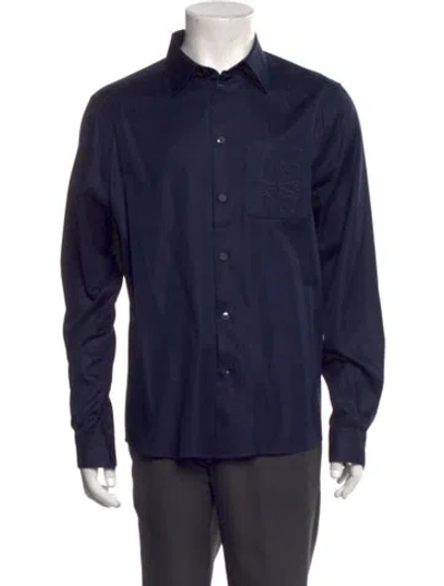Pre-owned Loewe Anagram Long Sleeve Dress Shirt In Blue