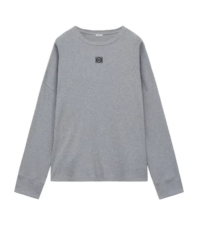 Loewe Oversized Fit Long Sleeve T-shirt In Cotton In Gray