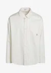 Loewe Men Cotton Shirt With An Embroidered Anagram Logo In White
