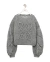 Loewe Logo-embroidered Open-knit Jumper In Gray