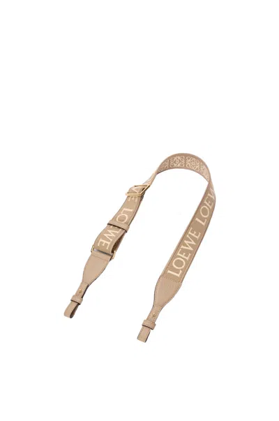 Loewe Anagram Loop Strap In Jacquard And Calfskin In Neutral