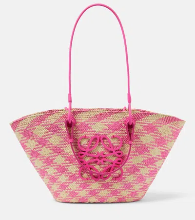 Loewe Anagram Medium Raffia Tote Bag In Pink