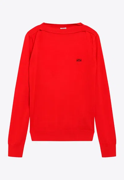 Loewe Anagram Merino Wool Sweater In Red