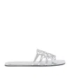 Loewe Petal Anagram Metallic Leather Slide Sandals In White