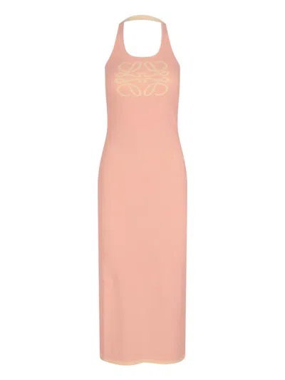 Loewe Anagram Midi Dress In Pink