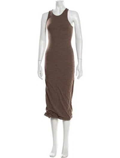 Pre-owned Loewe Anagram Midi Length Dress In Brown