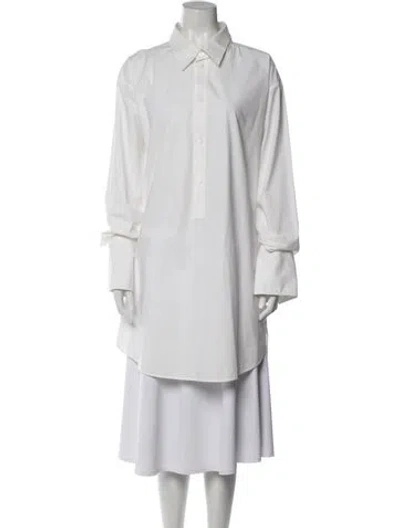 Pre-owned Loewe Anagram Midi Length Dress In White