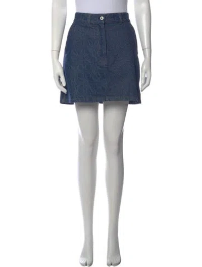 Pre-owned Loewe Anagram Mini Skirt In Blue