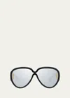 Loewe Anagram Mirrored Acetate Round Sunglasses In Black