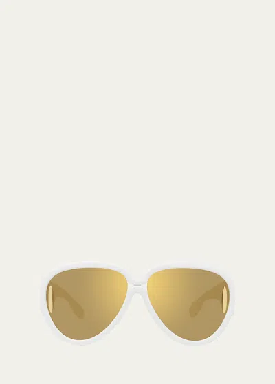 Loewe Anagram Mirrored Acetate Round Sunglasses In Ivory