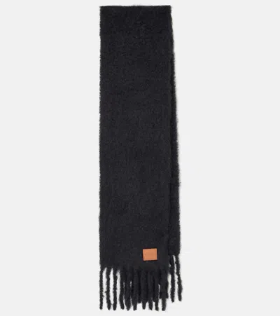 Loewe Anagram Mohair And Wool-blend Scarf In Black