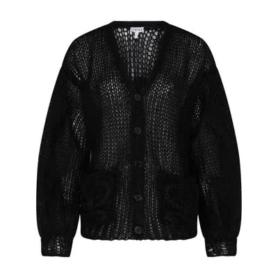 Loewe Anagram Mohair Cardigan In Black