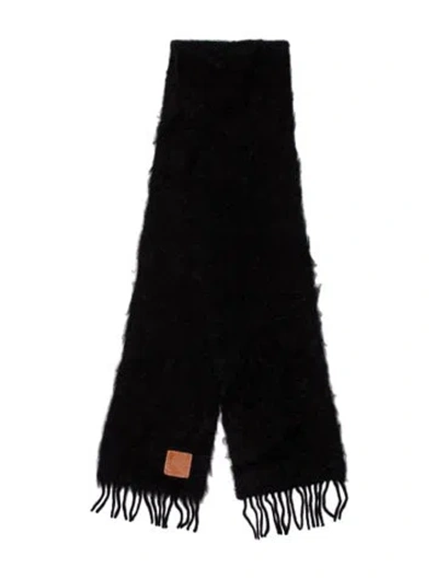 Pre-owned Loewe Anagram Mohair Scarf In Black