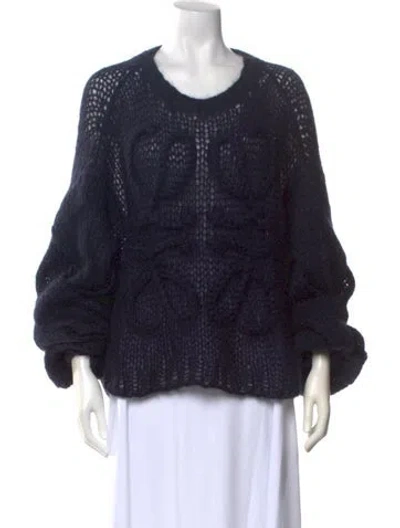 Pre-owned Loewe Anagram Mohair Sweater In Blue