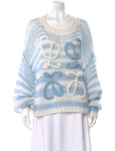 Pre-owned Loewe Anagram Mohair Sweater In Blue/white