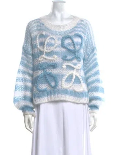 Pre-owned Loewe Anagram Mohair Sweater In Blue/white
