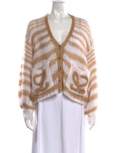 Pre-owned Loewe Anagram Mohair Sweater In Brown/white
