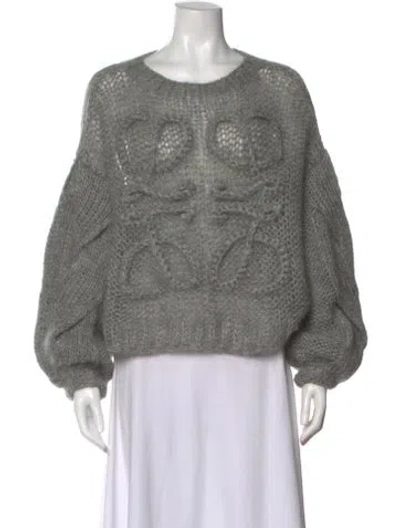 Pre-owned Loewe Anagram Mohair Sweater In Gray