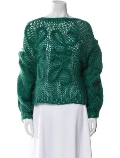 Pre-owned Loewe Anagram Mohair Sweater In Green