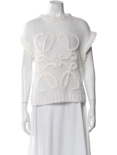 Pre-owned Loewe Anagram Mohair Sweater In Neutral