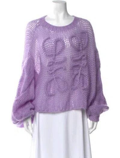 Pre-owned Loewe Anagram Mohair Sweater In Purple