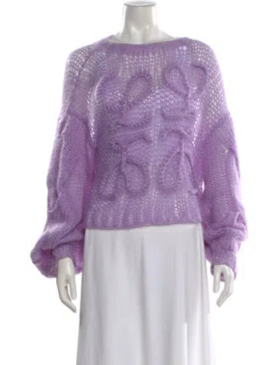 Pre-owned Loewe Anagram Mohair Sweater In Purple